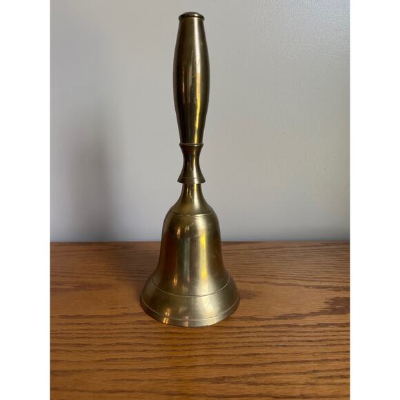 Unknown Other - Vintage Brass Bell Large 11.5" Home Decor Table School Dinner Original Patina